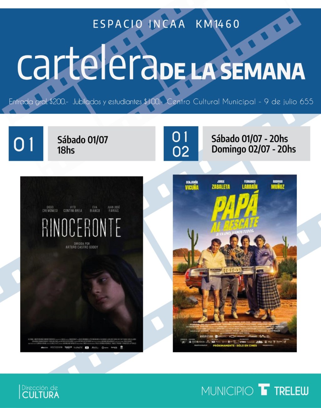 El Espacio INCAA Trelew presenta este fin de semana las películas «Rinoceronte» y «Papá al Rescate» 