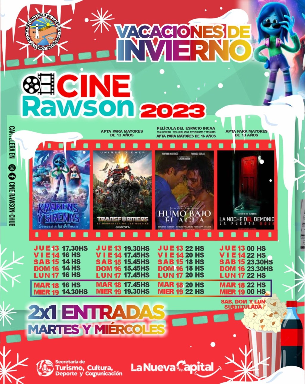 Cine Rawson brindará una cartelera especial para estas vacaciones de&nbsp;invierno