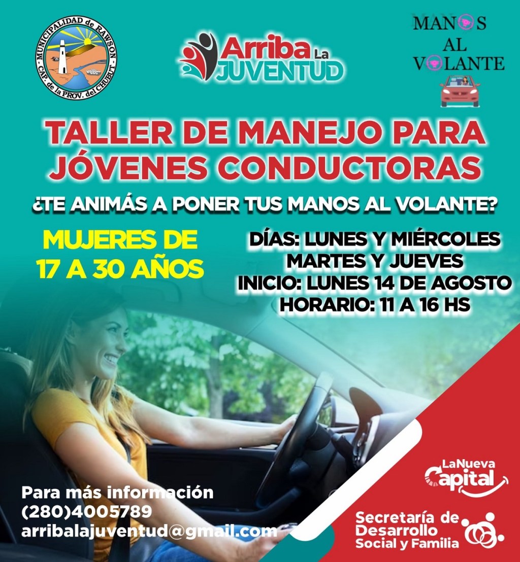 La Municipalidad de Rawson dará inicio el 14 de agosto al Taller de Manejo para jóvenes&nbsp;conductoras