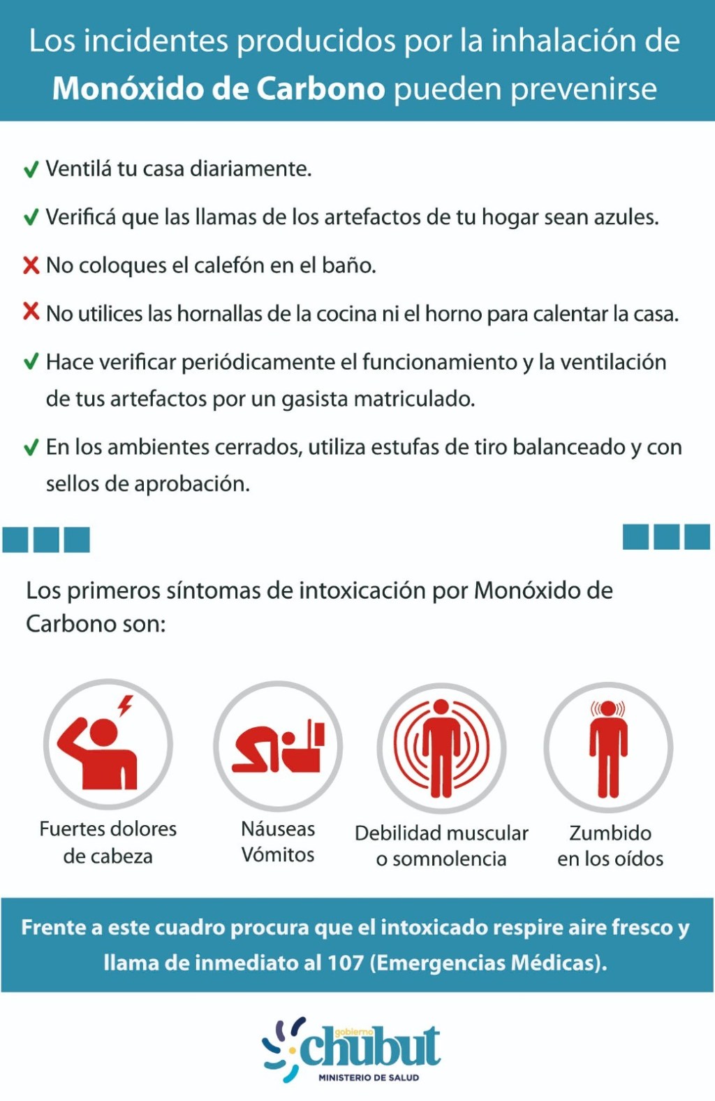 Salud: Provincia recuerda medidas para prevenir las Intoxicaciones por Monóxido de&nbsp;Carbono