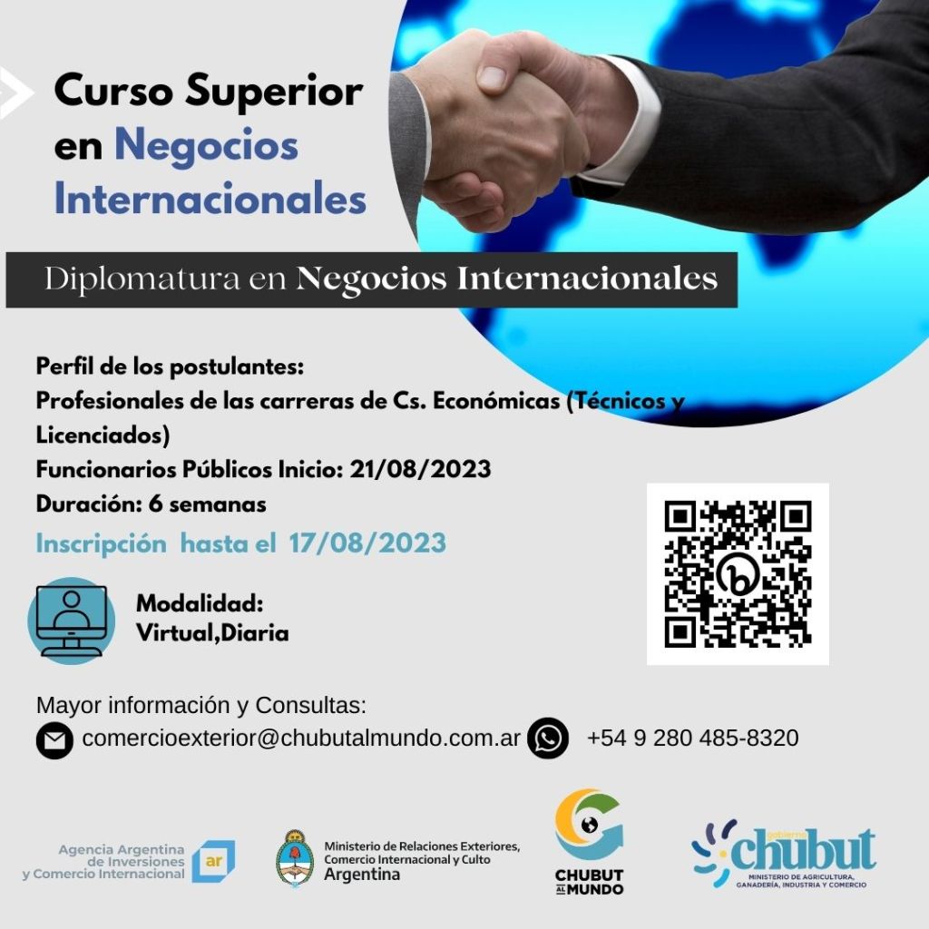 Provincia informa que se encuentran abiertas las inscripciones para el Curso Superior en Negocios&nbsp;Internacionales