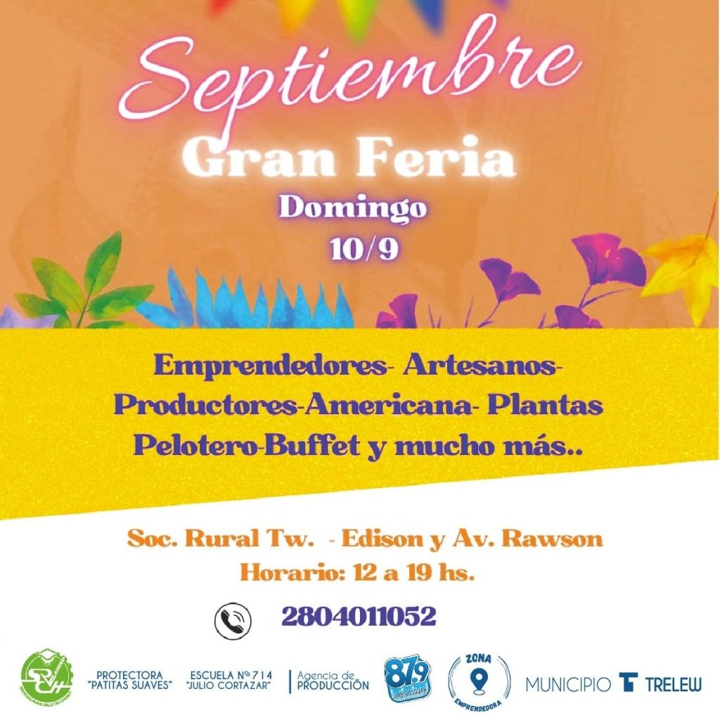 El Municipio de Trelew organiza la 1ra Feria Itinerante de&nbsp;Septiembre