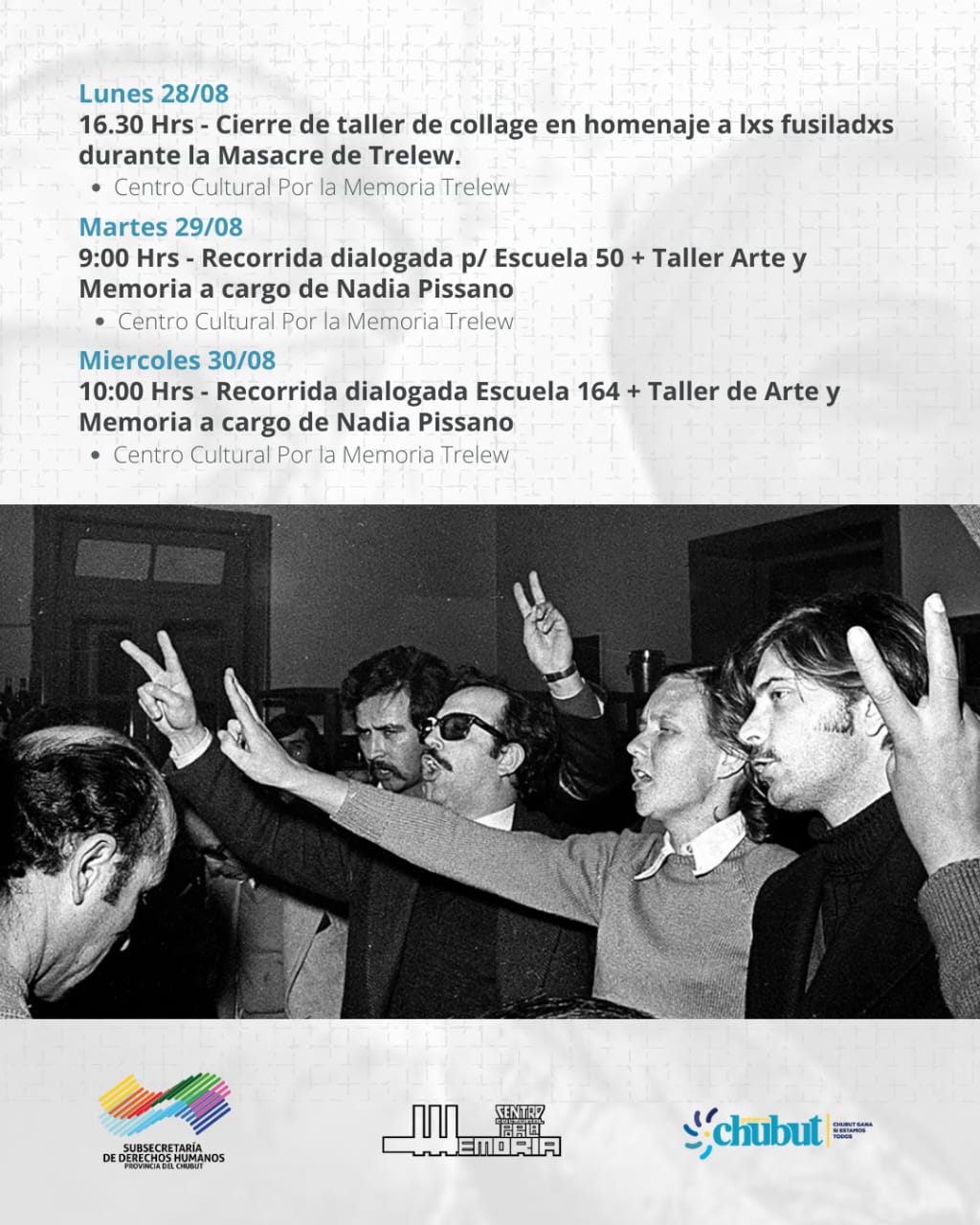 “Mes de Agosto”: Provincia informa la agenda de actividades que se lleva adelante en el Centro Cultural por la Memoria de&nbsp;Trelew