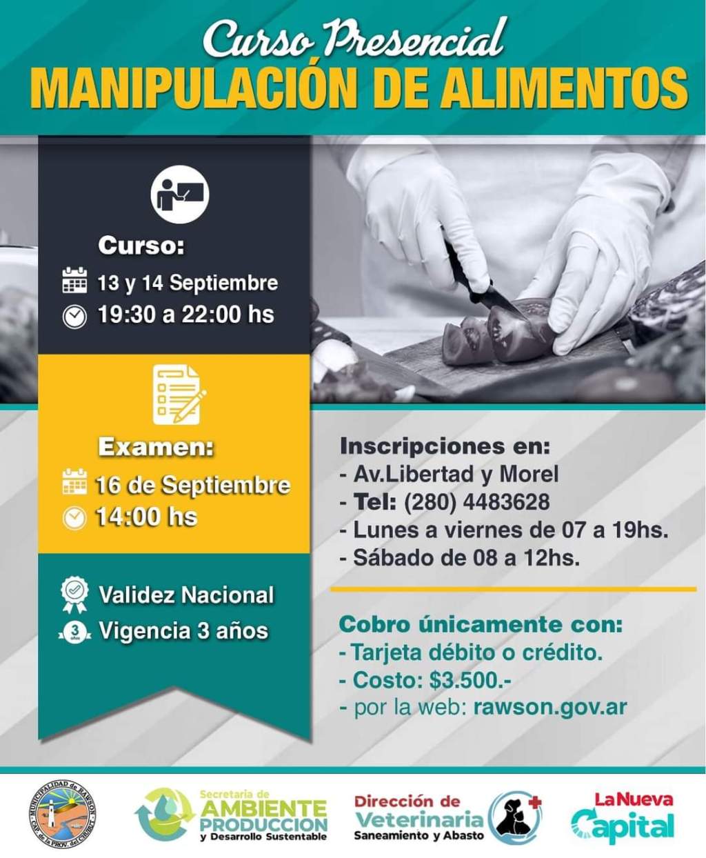 Abrió la inscripción para un nuevo curso de manipulación de alimentos en&nbsp;Rawson