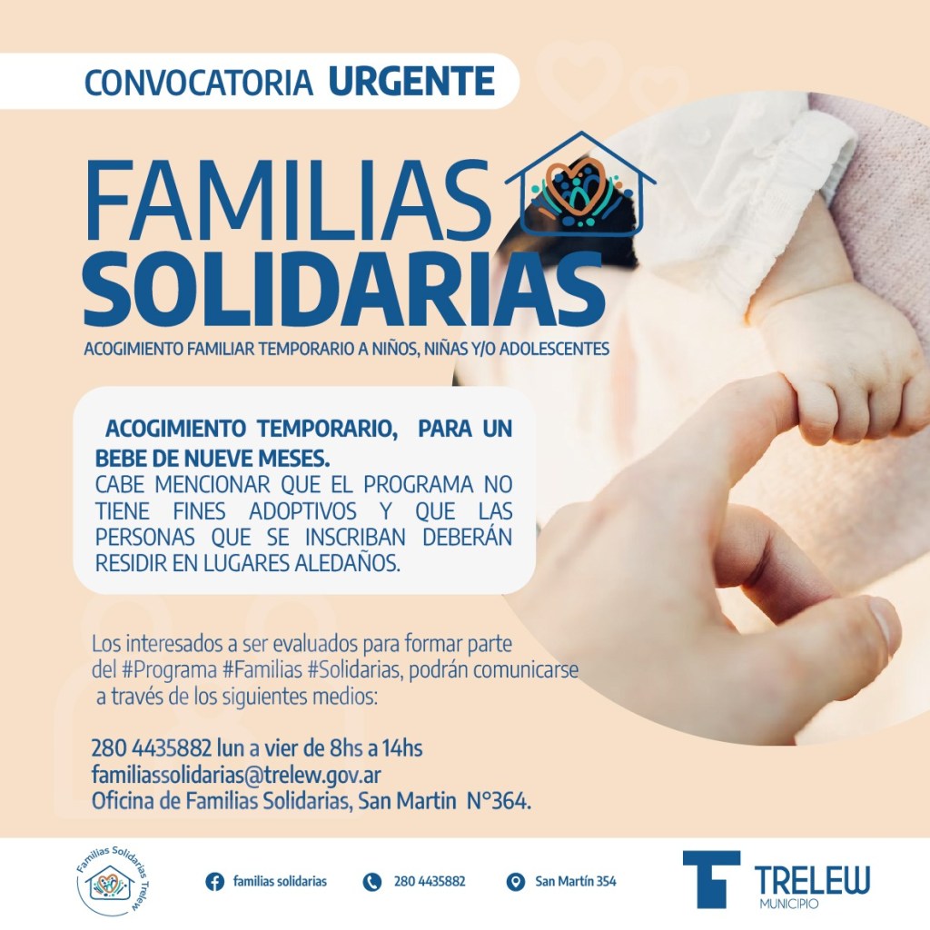 El programa Familias Solidarias busca acogimiento temporario para un bebé de 9&nbsp;meses