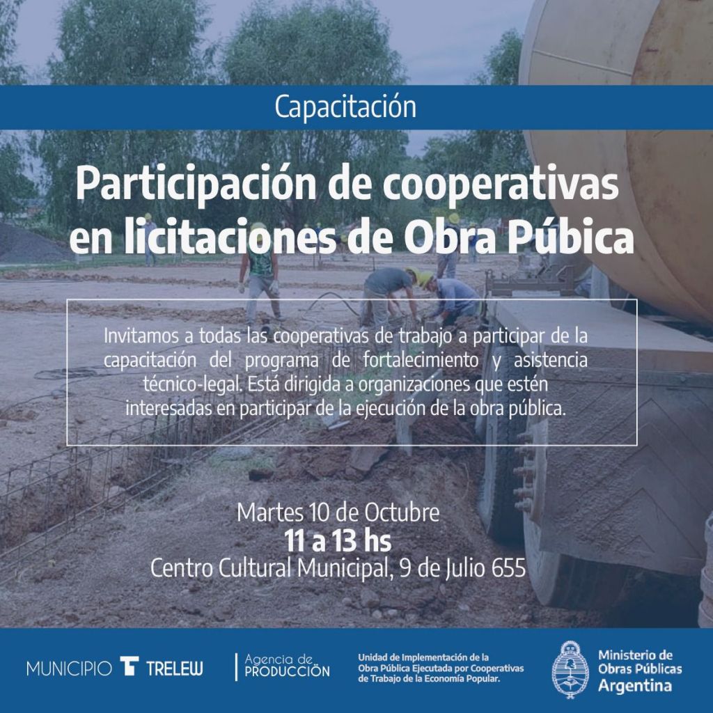 El Municipio de Trelew propicia capacitación a cooperativas de trabajo para que accedan a&nbsp;licitaciones