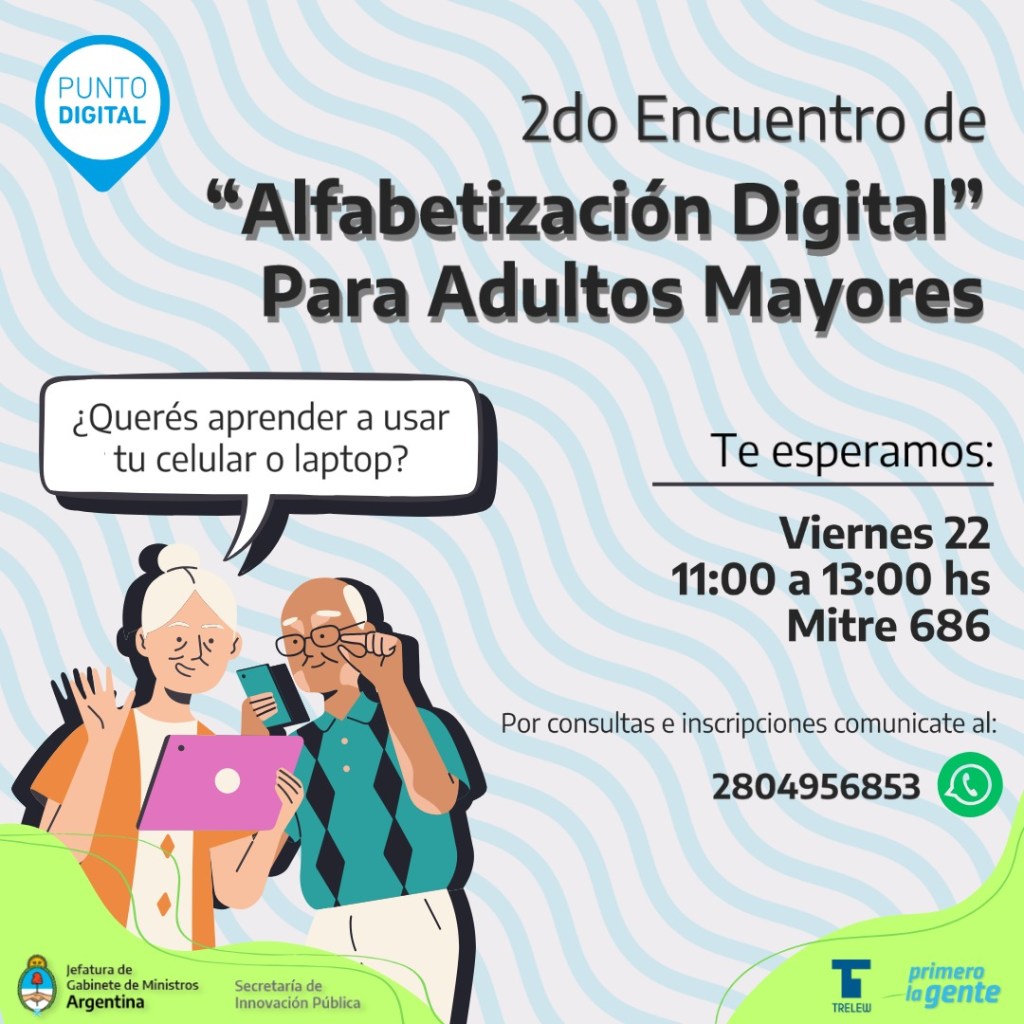 El Municipio de Trelew propicia encuentros de Alfabetización Digital para Adultos&nbsp;Mayores