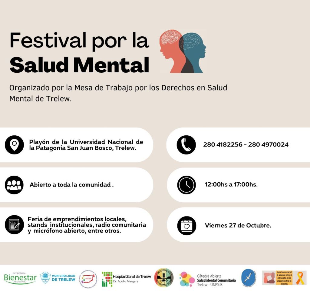 El Municipio de Trelew Invita a la Comunidad al Festival por la Salud&nbsp;Mental