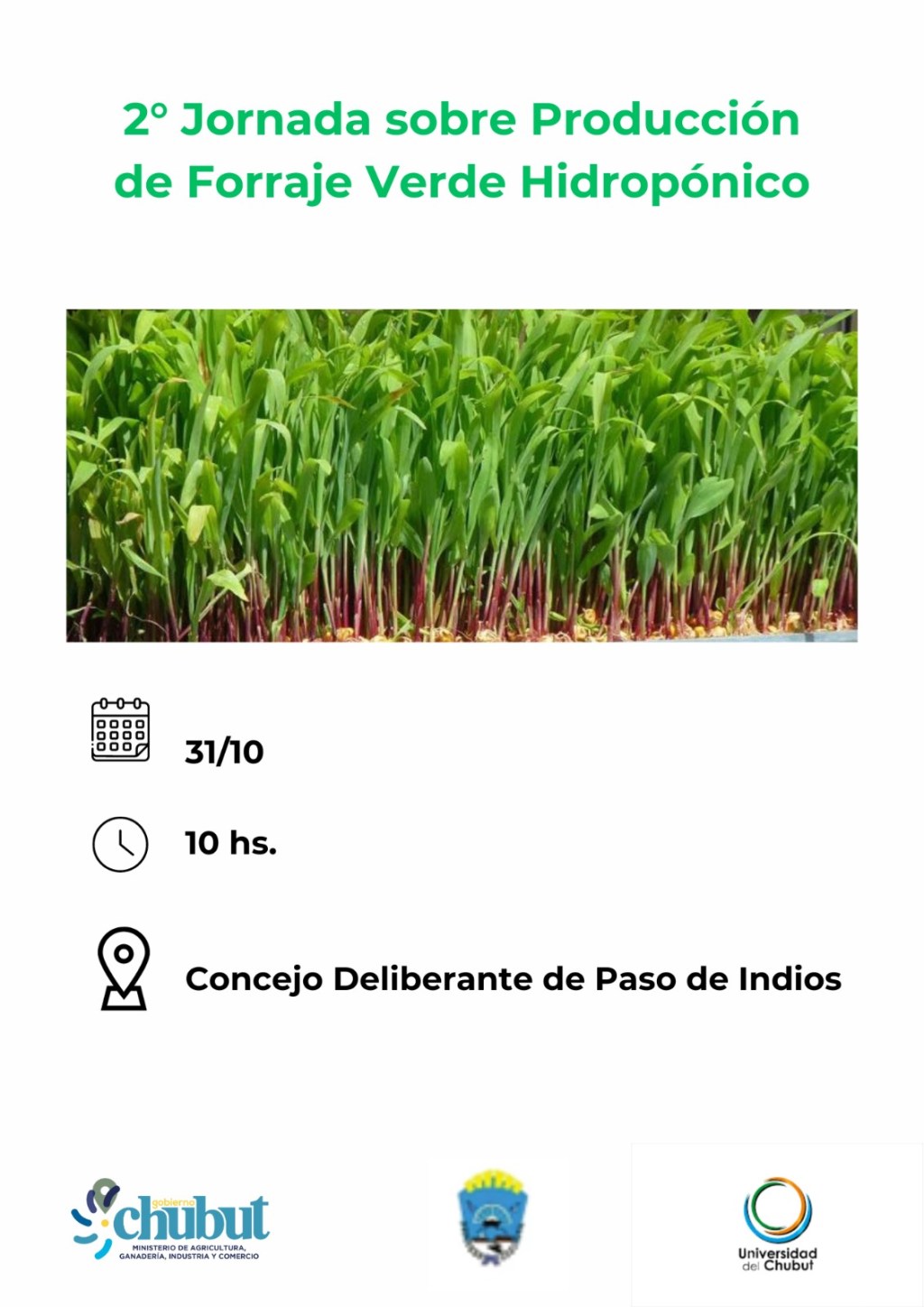 Provincia realizará la 2° Jornada sobre Producción de Forraje Verde Hidropónico en Paso de&nbsp;Indios