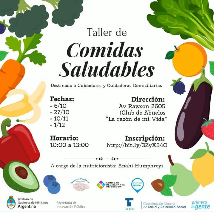 El Municipio de Trelew brindará taller de comidas saludables para cuidadoras y cuidadores&nbsp;domiciliarios