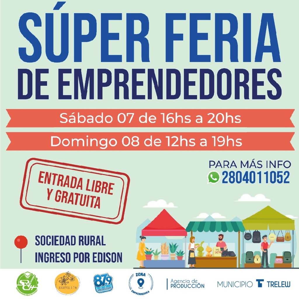 Se viene la primera Súper Feria de Emprendedores en el mes aniversario de&nbsp;Trelew