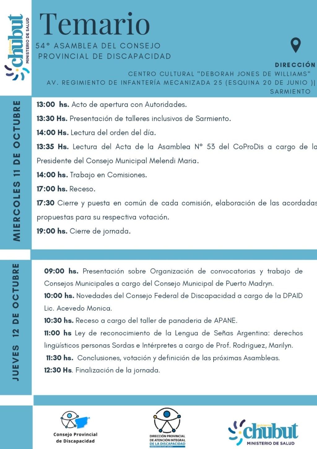 El Gobierno del Chubut realizará en Sarmiento la “54° Asamblea del Consejo Provincial de&nbsp;Discapacidad”