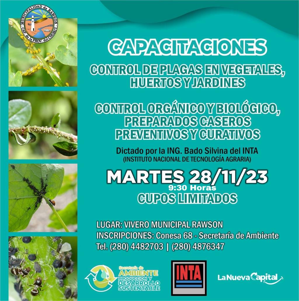 Se realizará en Rawson una capacitación gratuita y abierta a la comunidad sobre control de plagas en huertos y&nbsp;jardines