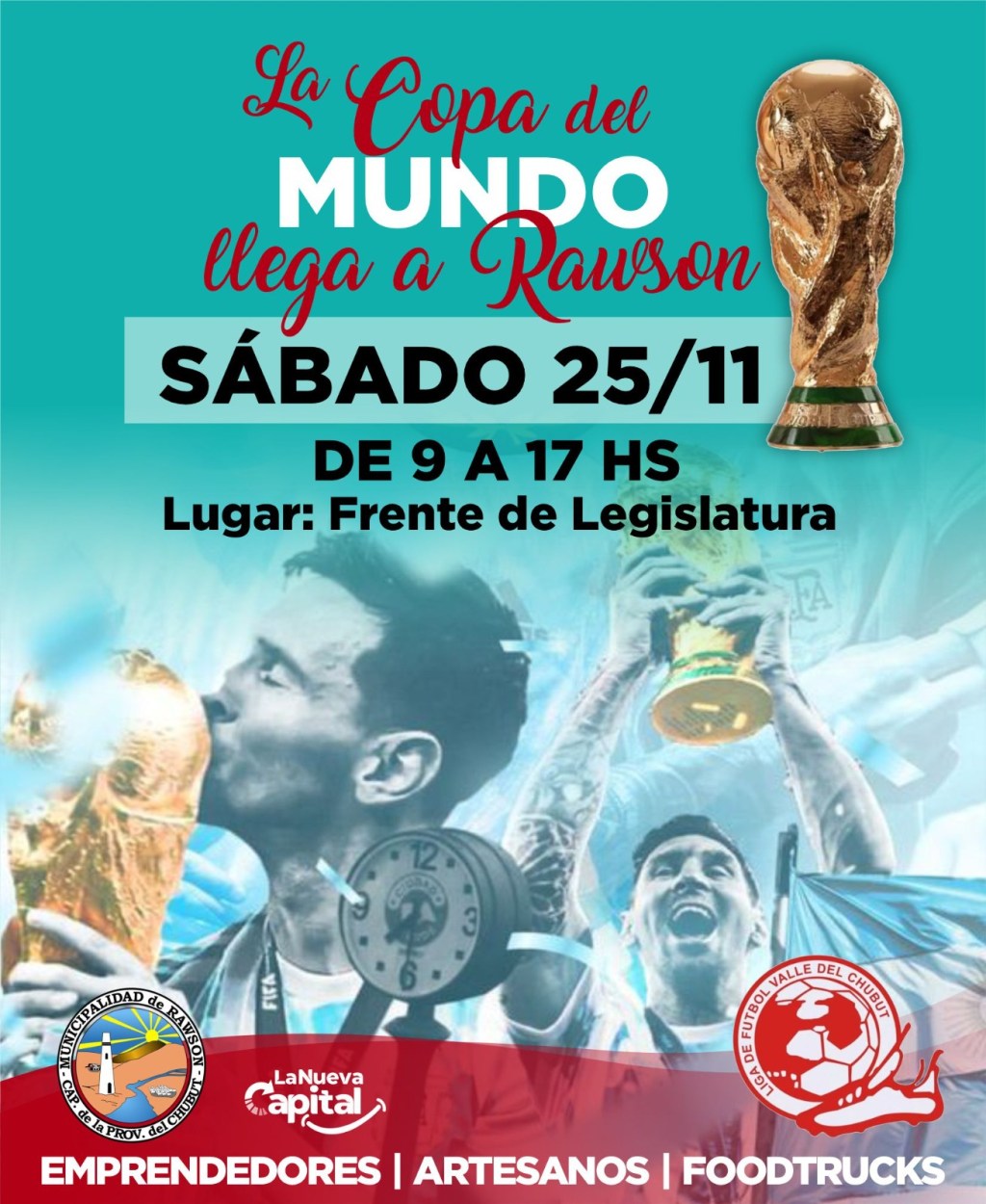 La Copa del Mundo en Rawson: se podrá visitar de 9 a 17 horas y habrá cerca de 300 personas en el operativo de&nbsp;seguridad