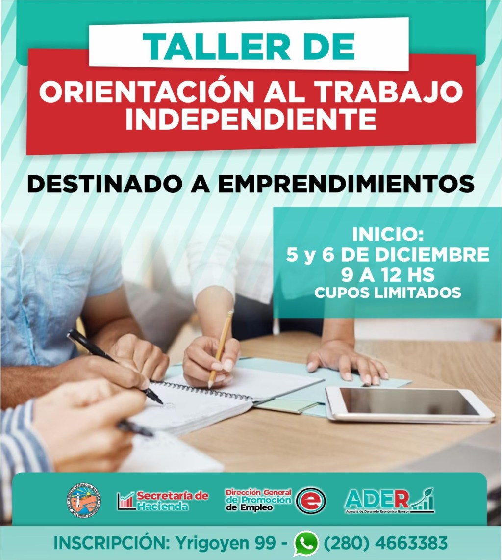 Se realizará en Rawson un nuevo taller gratuito de Orientación al Trabajo&nbsp;Independiente
