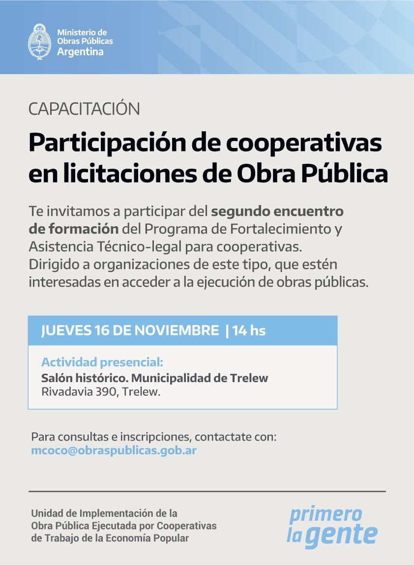 Convocatoria abierta para la 2º jornada de capacitación destinadas a cooperativas para acceder a&nbsp;licitaciones