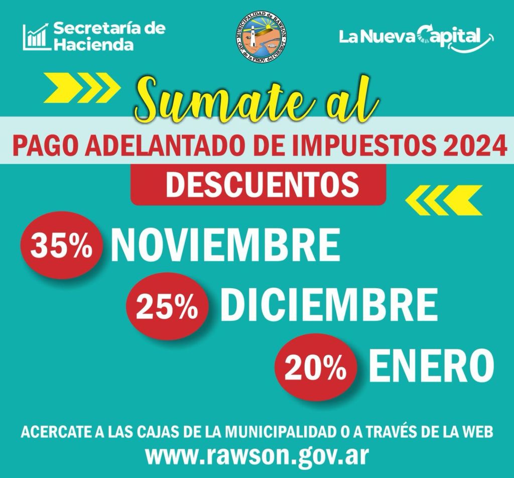 Comenzó con buena respuesta de los vecinos de Rawson el pago anual adelantado de impuestos&nbsp;2024