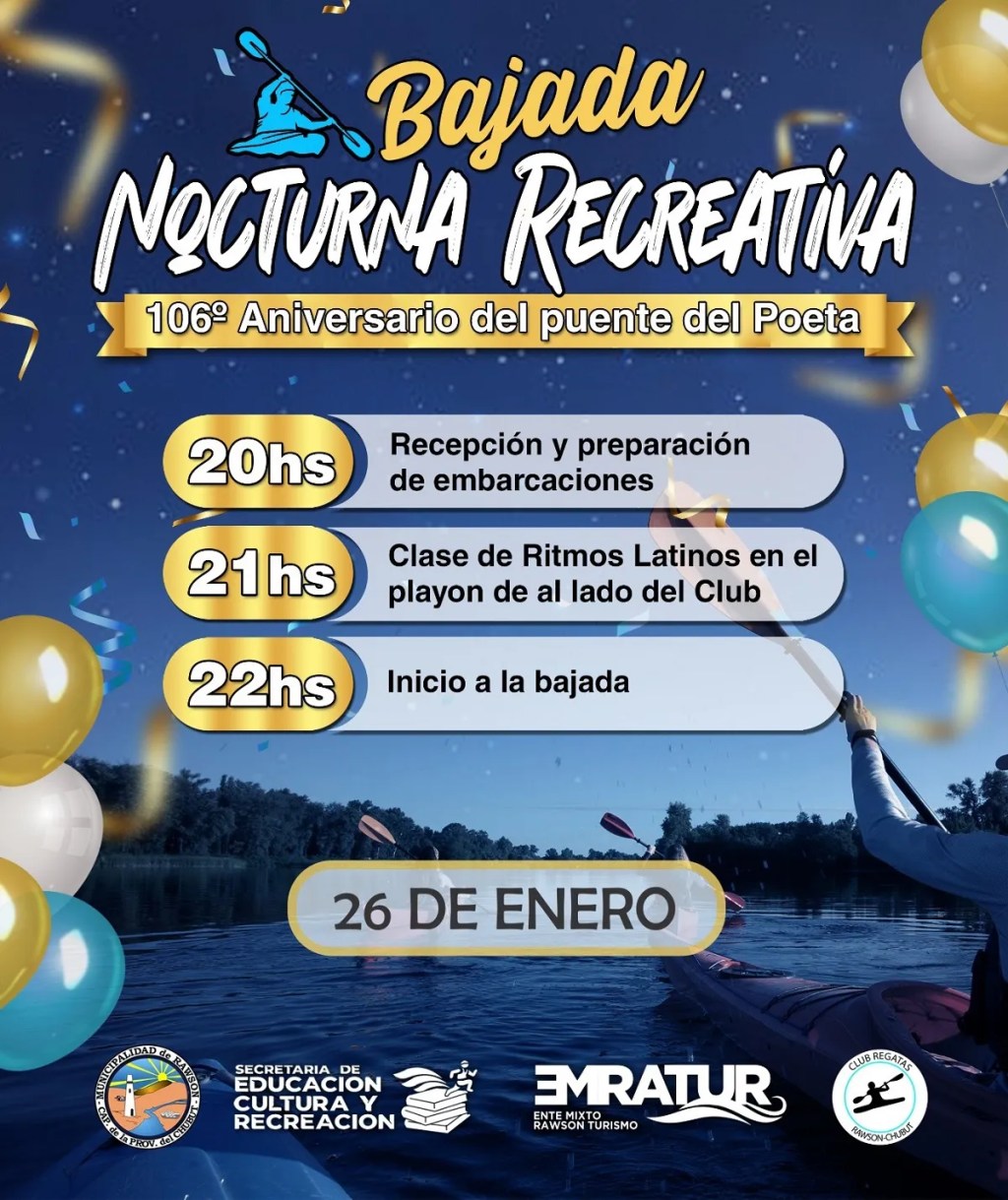El Club Regatas de Rawson realizará la actividad «Bajada Nocturna&nbsp;Recreativa»