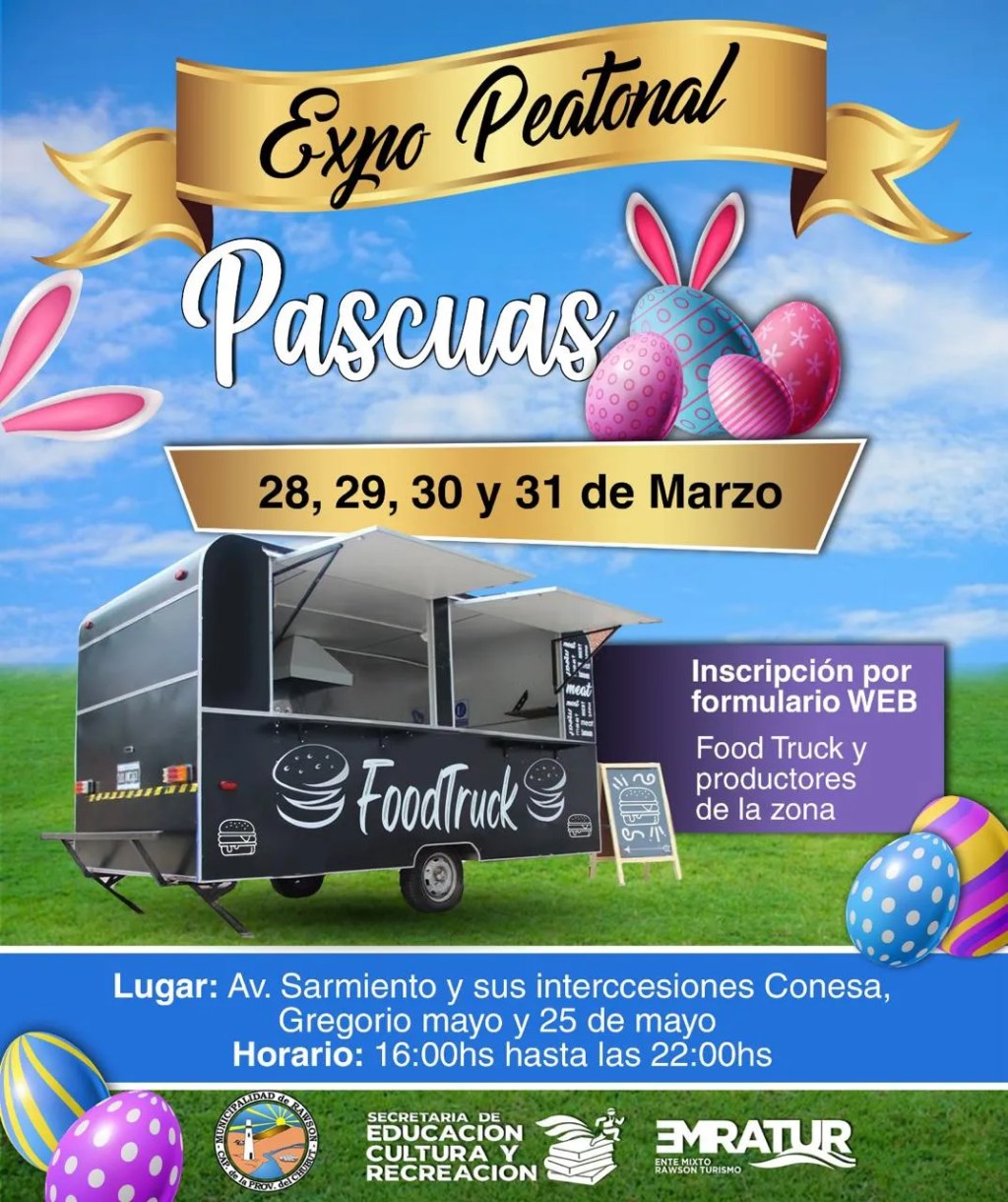 Rawson convoca a food trucks y productores de la zona a la “Expo Peatonal” de&nbsp;Pascuas