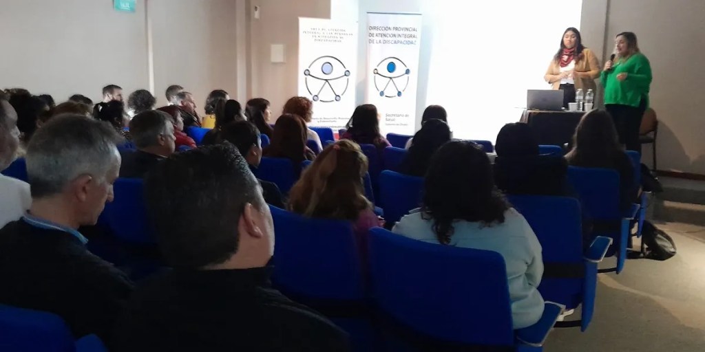 discapacidad, inclusión, Trelew, capacitación, igualdad de condiciones, modelo social, barreras, accesibilidad, Micaela Ávila, María Paula Baudés, Secretaría de Salud, políticas inclusivas, Dirección Provincial de Discapacidad, integración, derechos humanos