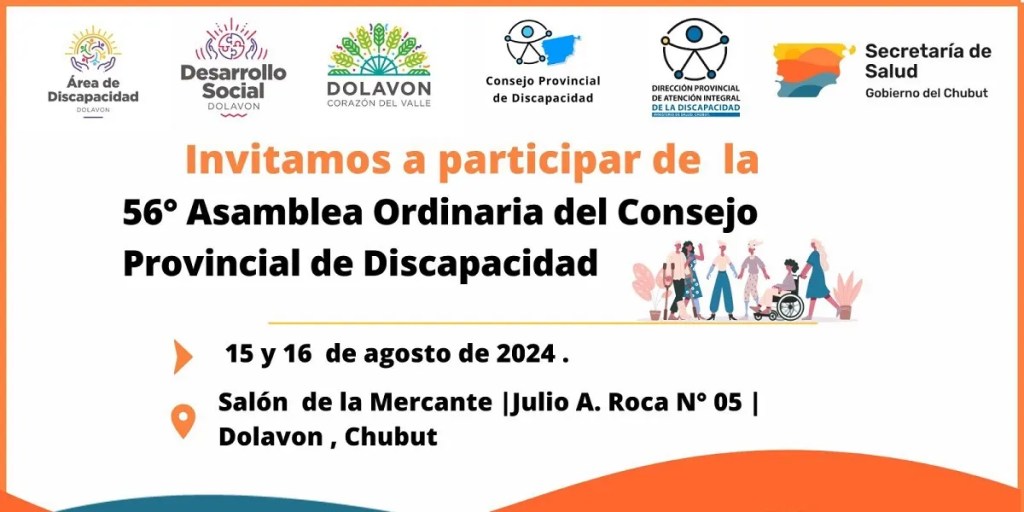 Asamblea COPRODIS, Chubut, Ignacio Torres, Dolavon, discapacidad, inclusión, accesibilidad, Consejo Provincial de Discapacidad, Secretaría de Salud, La Mercante, cooperativismo, asociativismo, Centros de Día Municipales, CUD, Juntas Evaluadoras de Discapacidad, participación comunitaria, Gobierno del Chubut, derechos de personas con discapacidad