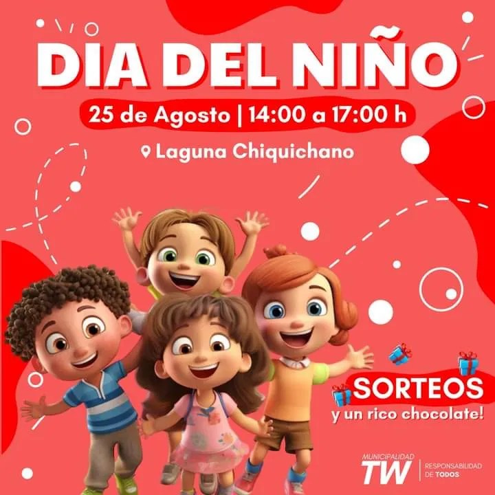Día del Niño, Trelew, laguna Cacique Chiquichano, juegos para niños, actividades recreativas, talleres para niños, payaso Moretón, Mariana Medina, sorteos, evento familiar, celebración municipal, Escuela 207, show de burbujas, títeres, cuentacuentos