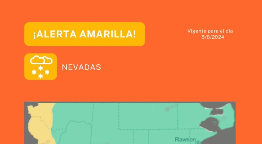 alerta amarilla, nevadas, Chubut, Ministerio de Seguridad y Justicia, Protección Ciudadana, clima, emergencia, región oeste, precordillera, condiciones meteorológicas, prevención, seguridad, invierno, proyecciones meteorológicas, protocolo de emergencia