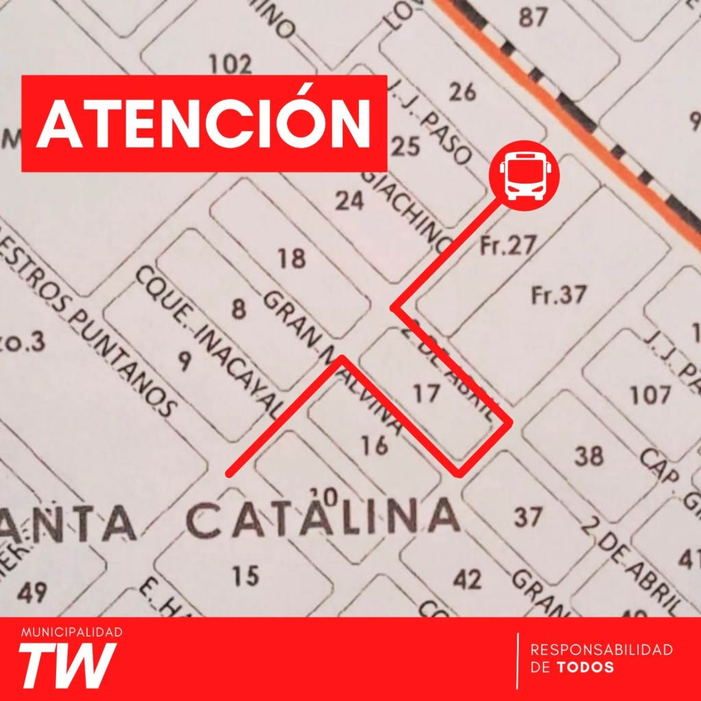 transporte público Trelew, desvío de colectivos, obras de pavimentación, María Humphreys, barrio Santa Catalina, mejora vial Trelew, empresa El 22, desvío por obras, transporte en Trelew, recuperación de pavimento, obras en Trelew, circulación en obras, automovilistas precaución, calles en reparación, tránsito desviado, obras públicas