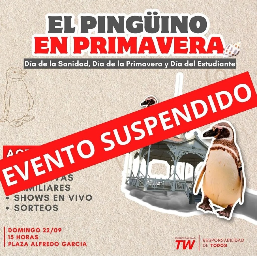 Pingüino en Primavera, Trelew, Fiesta del Pingüino, 27 de septiembre, evento reprogramado, plaza Alfredo García, Coordinación de Políticas, bienestar comunitario, Día de la Primavera, Día del Estudiante, recreación familiar, deportes, salud, shows musicales, sorteos, actividad al aire libre