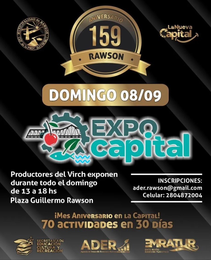 Expo Capital, Rawson, Comarca VIRCH-Valdés, productores locales, emprendedores, Agencia de Desarrollo Económico, ADER, Damián Biss, Fernando Vosecky, producción local, capacitaciones, dulces artesanales, cervezas artesanales, Patagonia, eventos Rawson
