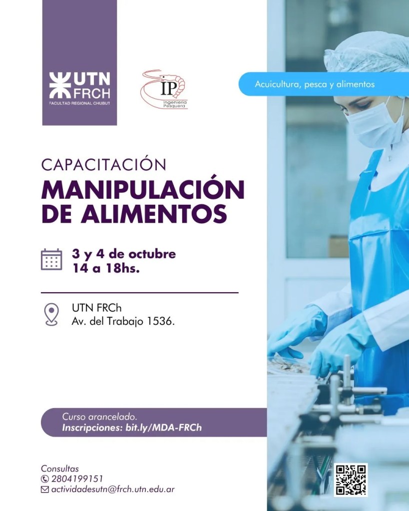 UTN, Chubut, Diseño 3D, Manipulación de Alimentos, cursos, capacitación, formación técnica, impresión 3D, seguridad alimentaria, UTN FRCh, diseño digital, producción zonal, tecnología, industria alimentaria, formación profesional, universidad