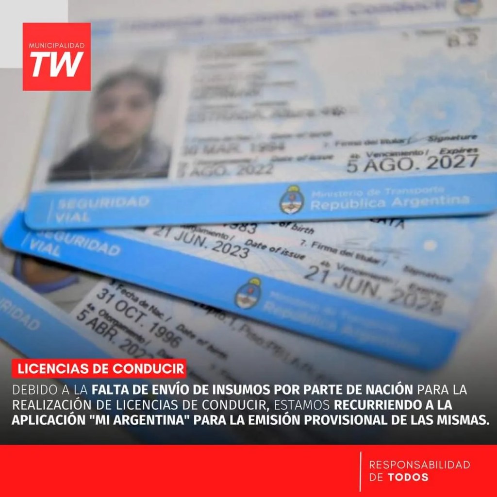 licencias de conducir, escasez de insumos, Mi Argentina, emisión provisional, carnets, Nación, insumos, transporte, movilidad, carnet digital, licencias temporales, trámites, seguridad vial, transporte público, carnet físico, medidas gubernamentales