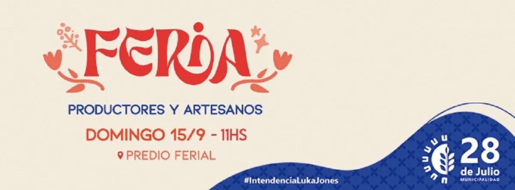 Feria de productores, artesanos, 28 de Julio, Valle Inferior del Río Chubut, gastronomía local, música en vivo, folclore, cocina en vivo, Fiesta del Novillito, eventos, turismo, cultura, Mara Gómez, Cristhian Blanco, Ecos del Chamamé, Sin Ensayo, entrada gratuita