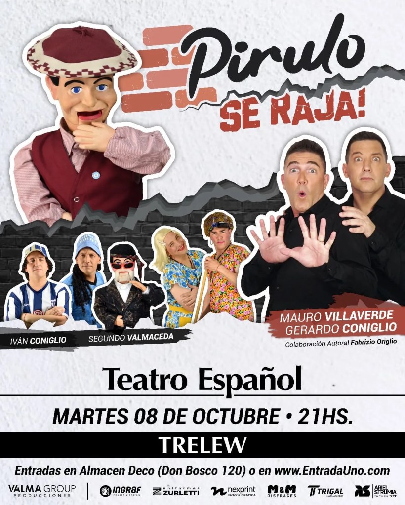 Mauro Villaverde, Gerardo Coniglio, Pirulo se raja, Teatro Español, comedia, obra de teatro, ventrílocuo, humor familiar, espectáculo en vivo, gira teatral, Villa Carlos Paz, Premio Carlos de la Gente, entradas a la venta, Teatro en octubre, show de comedia, diversión en familia