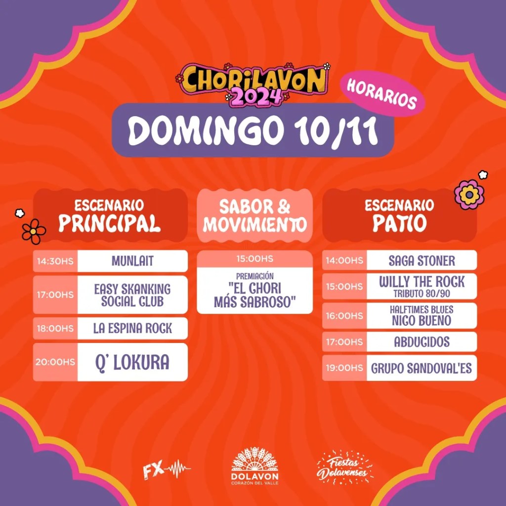 Fiesta del Chorizo, Dolavon, Chorilavon, gastronomía, Q' Lokura, música en vivo, Patagonia, eventos en Chubut, artesanos, actividades familiares, turismo, festival, entrada gratuita, cuarteto, fogones, cultura