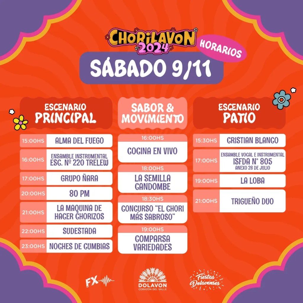 Fiesta del Chorizo, Dolavon, Chorilavon, gastronomía, Q' Lokura, música en vivo, Patagonia, eventos en Chubut, artesanos, actividades familiares, turismo, festival, entrada gratuita, cuarteto, fogones, cultura