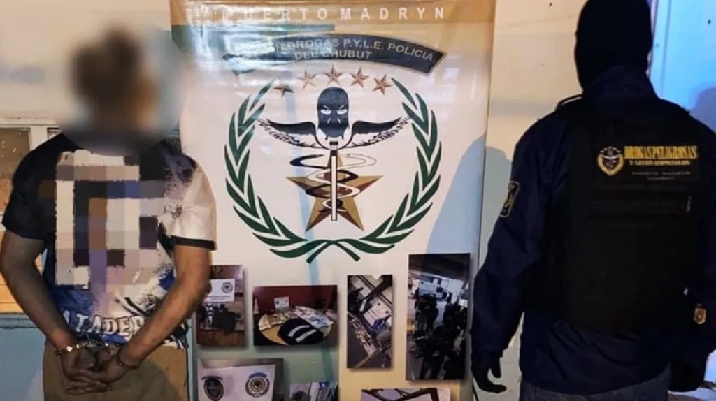 Puerto Madryn, Policía del Chubut, drogas, narcomenudeo, allanamientos, arresto domiciliario, GEOP, Guardia de Infantería, División Canes, Juzgado Federal N° 2, fiscal Fernando Gélvez, juez Gustavo Lleral, comisario Mario Pedrozo, seguridad Chubut, tráfico de drogas, delito