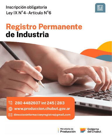PROVINCIA CONVOCA A EMPRESAS A INSCRIBIRSE EN EL REGISTRO PERMANENTE DE&nbsp;INDUSTRIA.