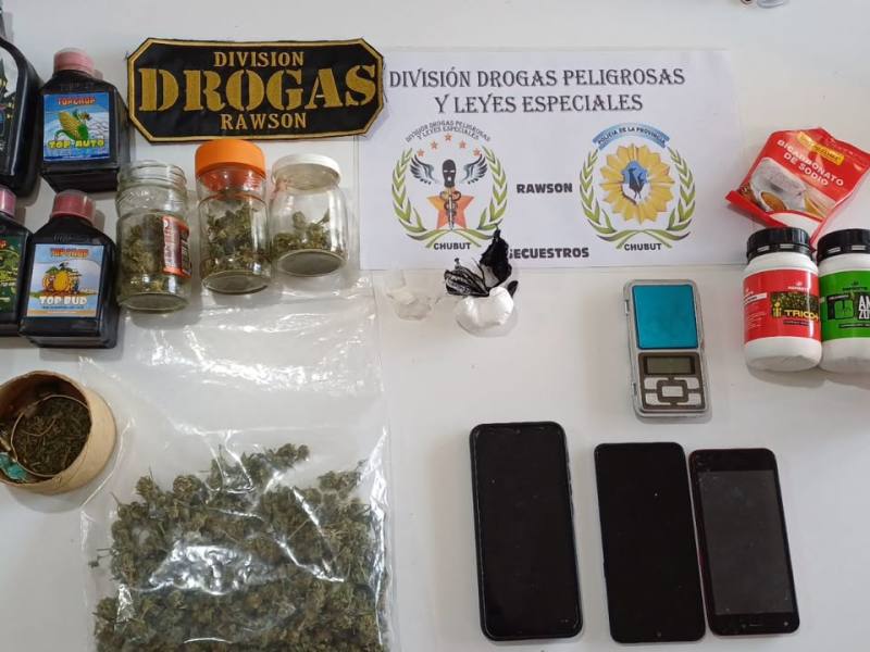 ALLANAMIENTO POR NARCOMENUDEO EN RAWSON: LA POLICÍA DEL CHUBUT SECUESTRÓ COCAÍNA Y&nbsp;MARIHUANA
